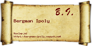 Bergman Ipoly névjegykártya